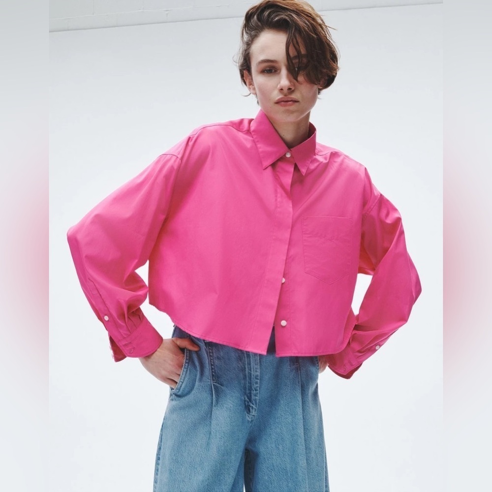 NWT Rag & Bone Beatrice Cropped Cotton Poplin Shirt